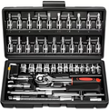46 Piece Socket Wrench Set | Metric & Imperial Ratchet Tool Kit For Car Repair & DIY