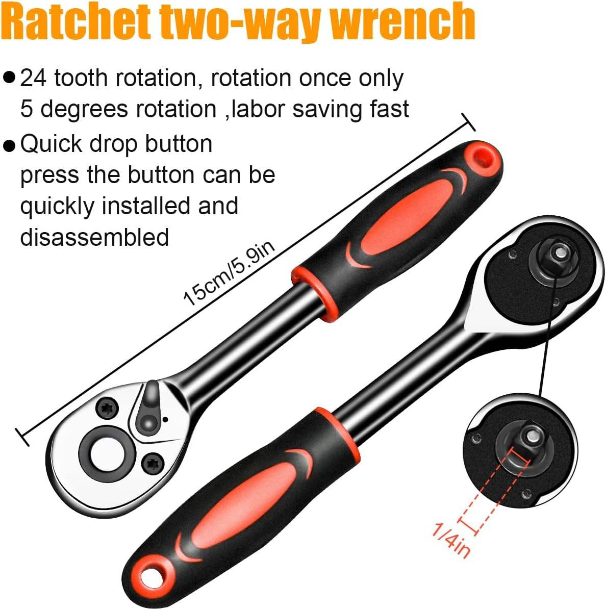 46 Piece Socket Wrench Set | Metric & Imperial Ratchet Tool Kit For Car Repair & DIY